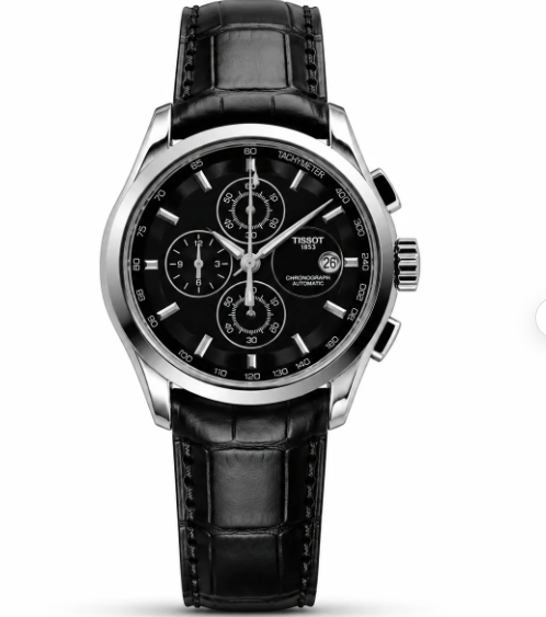 Tsot Leather Strap Chronograph Watch