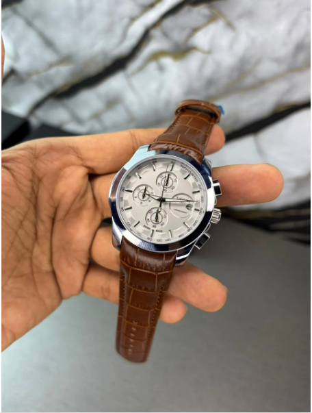 Tsot Leather Strap Chronograph Watch
